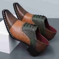 thumbnail image 4 of Men's Vintage Color-Block Brogue Dress Shoes - Embossed Wingtip Oxfords with Embossed Texture for Business & Block Heel, 4 of 6