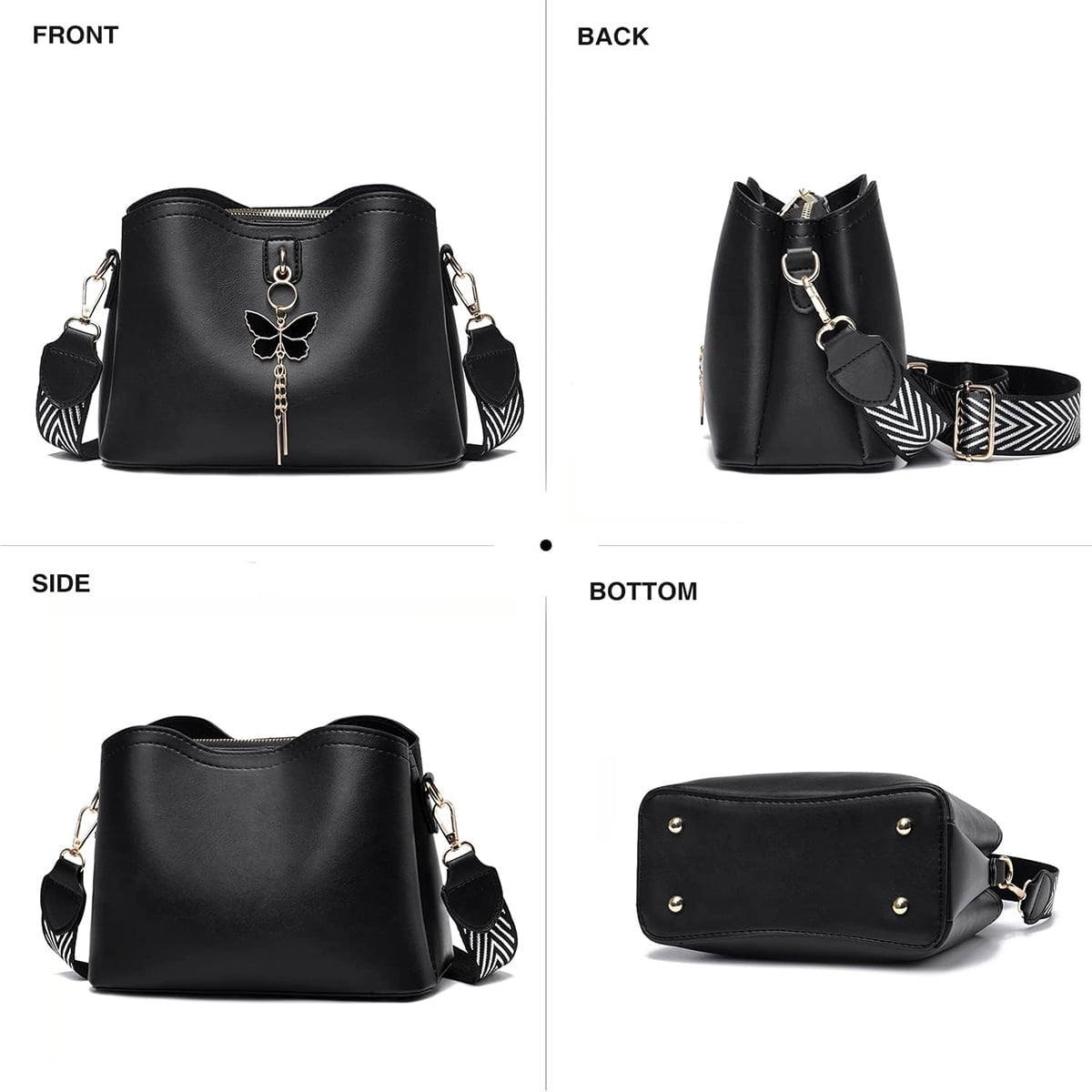 LOEM monogrammed black signature shoulder Bag tote handbag zipper pockets  designer: Handbags: Amazon.com