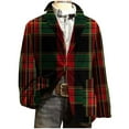 thumbnail image 3 of hlysgo Mens Plaid Christmas Blazers Vintage Xmas Print Single Breasted Corduroy Suit Jacket Slim Fit Holiday Party Xmas Blazer Winter Coats Red XXXL, 3 of 7