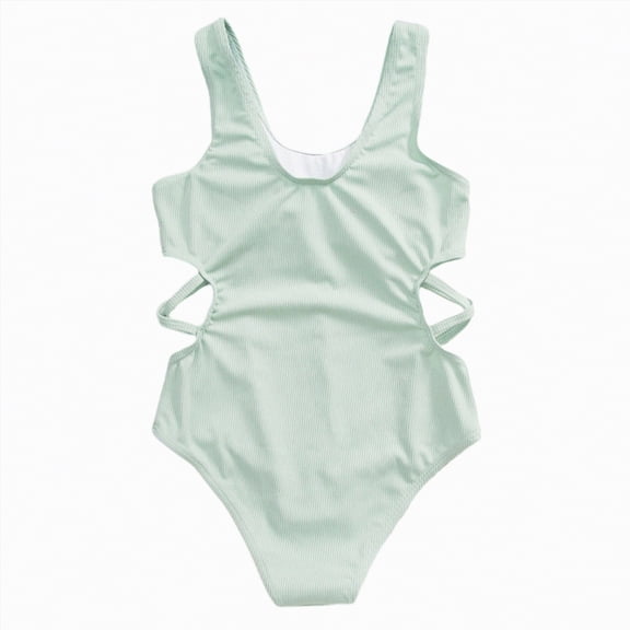 Gubotare Swimsuit for Kids Girls Girls 2025 Swimwear One Piece Swimsuit Kids Ruffle Padded Bathing Suits Size 7-8 (Light Green,7-8 Years)