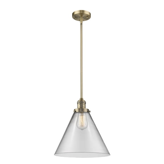 Innovations 201S-BB-G42-L-LED Transitional One Light Pendant from Franklin Restoration collection in Brass finish,