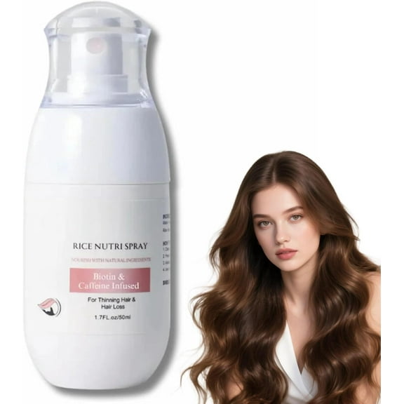 Rice Water Hair Helper Spray, Biotin Volumizing Spray, Natural Rice Water Spray, Tonic for Women and Men with Thinning Hair, Non-Greasy, Helps Prevent Hair Thinning & Hair Loss, 1.7 Fl Oz