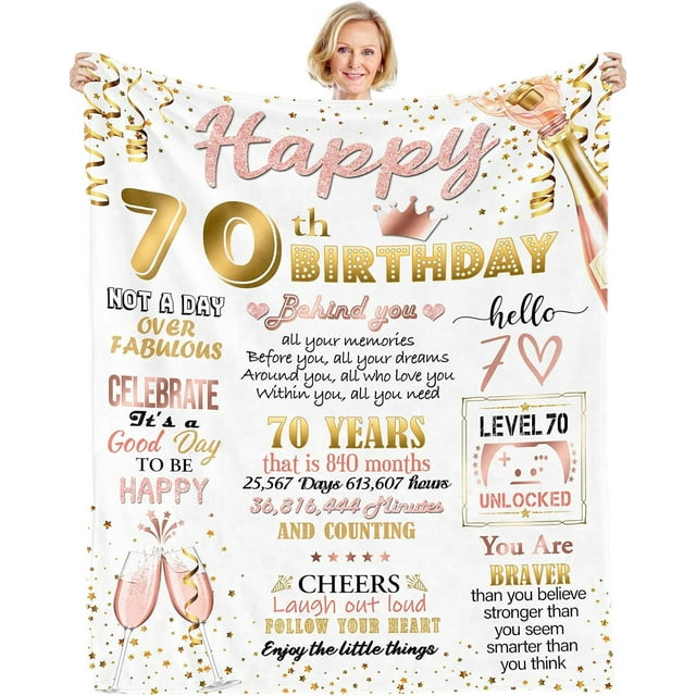 LHSHID 70thBirthday Gifts for Women Best Gifts for 70 Year Old Woman 70th Birthday Decorations for Women Gifts for a 70th Birthday70 Year Old Birthday Gifts for Women Blanket 60"x80"