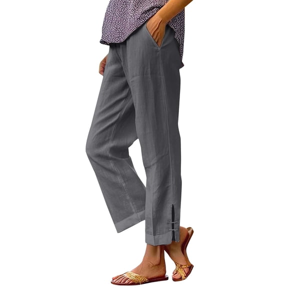 GZWYHT High Waisted Pants For Women,Drawstring Elastic Waist Casual Wide Leg Long Lounge Trousers With Pockets Beach Vacation Lounge Wear Plus Size Trouser High Waist,Gray 5XL