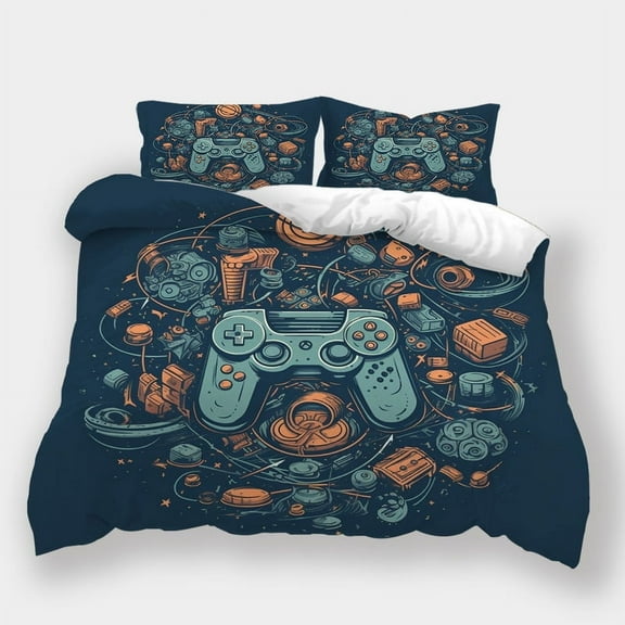 Home Textiles Fashion Game Controller Printed Duvet Cover Set Children Adult Highend Bedding Set,Queen (90"x90")