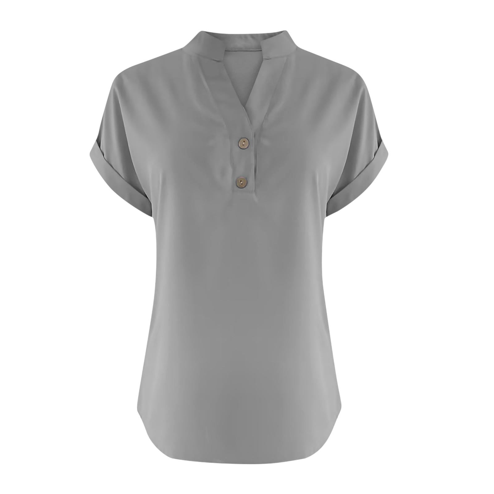 BSDJILFG Plus Size Womens T-Shirt with Button No Collar