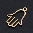 thumbnail image 2 of 5pcs 201 Stainless Steel Laser Cut Pendants Hamsa Hand/Hand of Fatima/Hand of Miriam Golden 17x12x1mm Hole: 1.5mm, 2 of 2