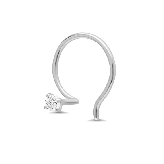 DewberryDiamonds 0.60 CTW 14K White Gold Plated Round Cut Cubic Zirconia Solitaire Stud Piercing Nose Pin