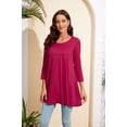 thumbnail image 3 of ENMAIN 3/4 Sleeve Shirts for Womens Plus Size Tops Casual Clothes Burgundy Tunic Swing Blouses M, 3 of 8