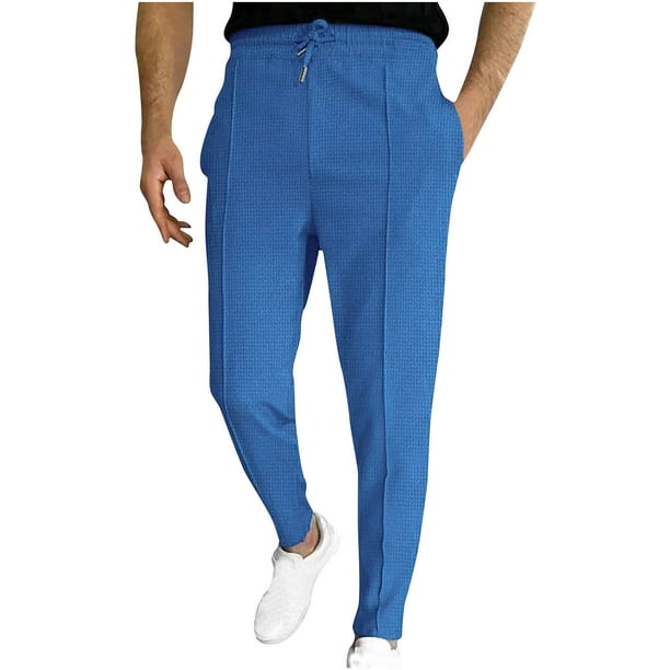 Pantalones largos para hombre, ajustados, con cordón, elásticos, de pierna recta, deportivos, informales, para hombre