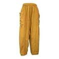 thumbnail image 4 of Beugl Linen Pants Women, 2024 Womens Casual Wide Leg Linen Pants Loose Lightweigt Beach Palazzo Pants, Wide Leg Pants Woman, Capri Pants for Women Yellow XXL, 4 of 5