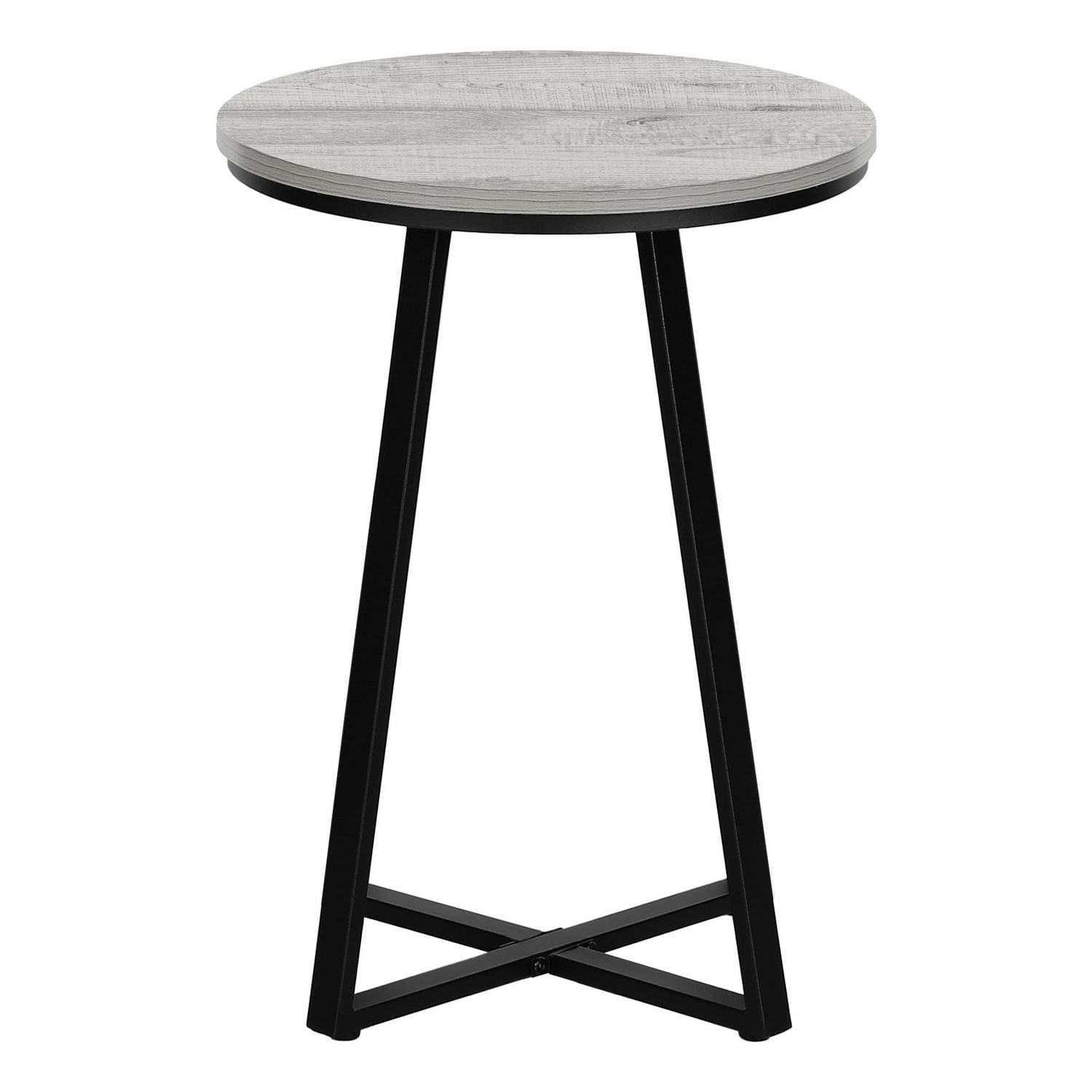 Monarch Specialties Accent Table, Side, Round, End, Nightstand, Lamp, Living Room, Bedroom, Grey Laminate, Black Metal, Contemporary, Modern
