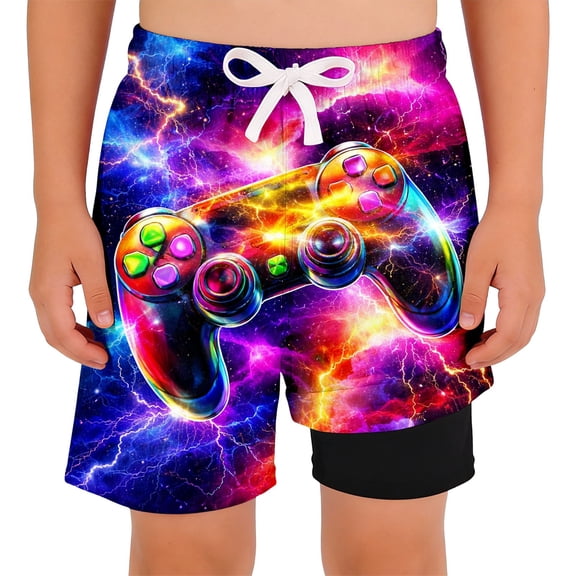 Glisme Toddler Boys Girls Shorts Graphic Print Elastic Waist With Drawstring Summer Casual Boys Active Shorts Size 2-3 Years