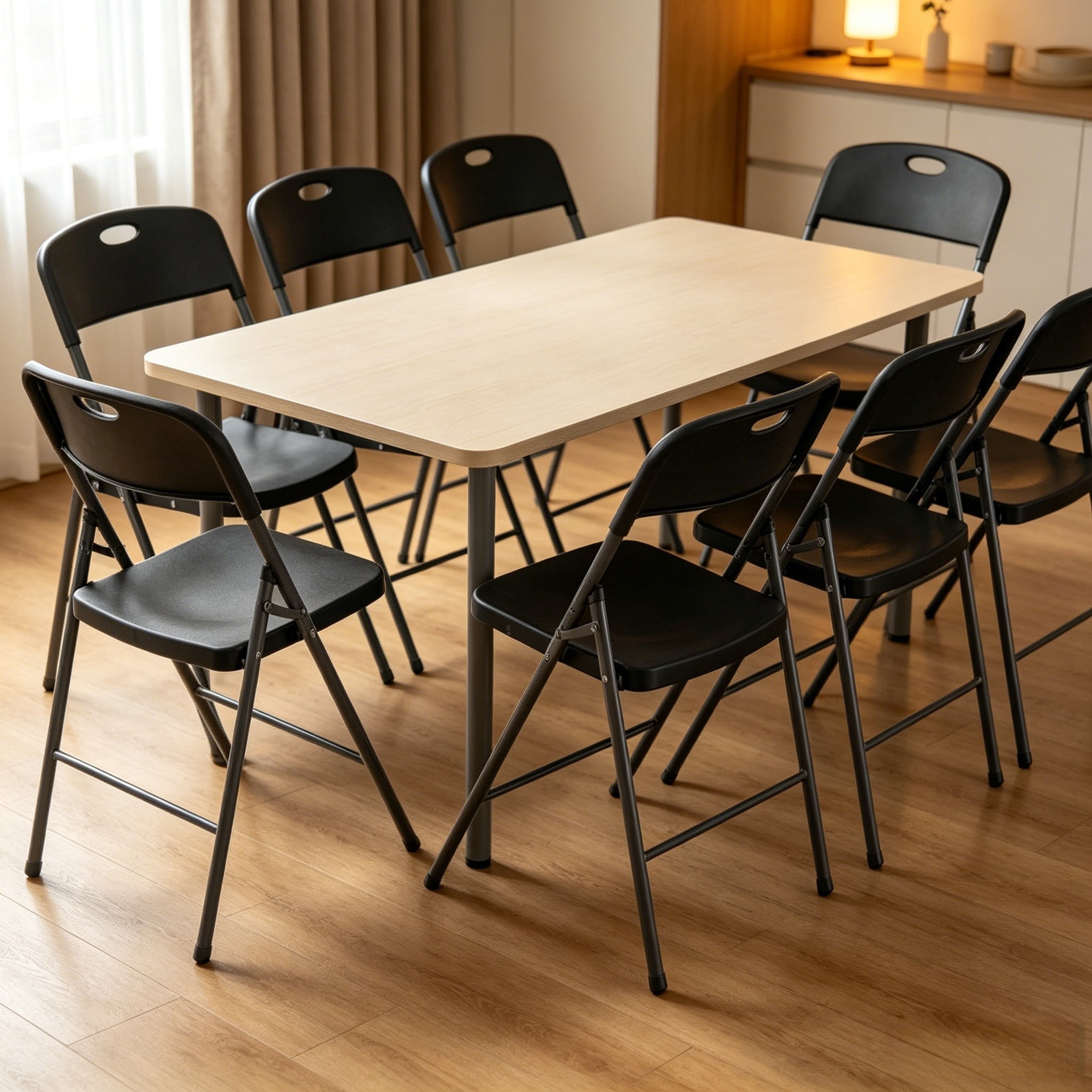 2PCS Black Stackable Plastic Folding Chairs Set, Sturdy Portable Dining Chairs for Home, Parties, and Events