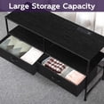 thumbnail image 4 of 25"H Raised TV Stand Industrial TV Stand with Fabric for Living Room, Bedroom with Charging Stake Black, 4 of 6