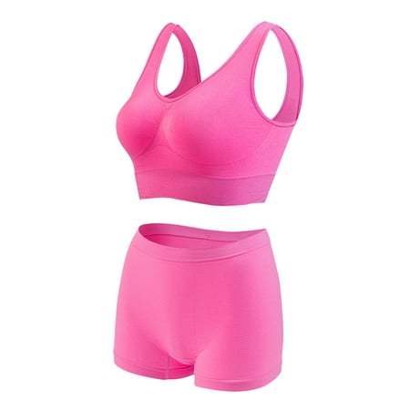 Clearance!Uooqdmx Lingerie for Women Plus Size Lingerie Sports Bra Fitness Running Yoga Vest without Rims Large Size Breathable Sports Bra Set Women s Lingerie  Sleep & Lounge Hot Pink 5XL
