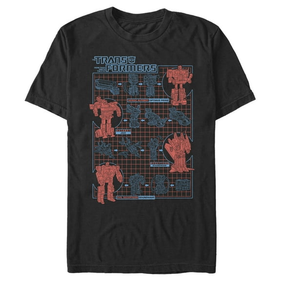 Men's Transformers Robot Transformations  Graphic Tee Black Small
