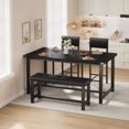 thumbnail image 5 of Dining Table Set for 4, Kitchen Table with Upholstered Bench and 2 Chairs,Kitchen Table and Chairs Set  Wooden Rectangular Dining Room Set, for Small Space, Apartment, Home, Easy Assembly, Rustic Brow, 5 of 9