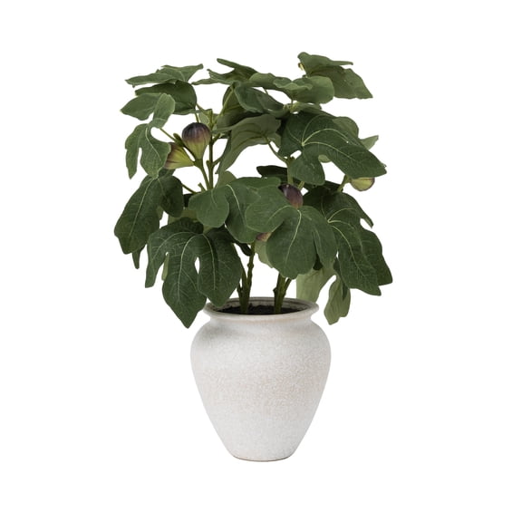 Better Homes & Gardens Artificial Fig Leaf in Tan Ceramic Vase, 13"