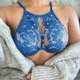 thumbnail image 3 of WZXFASHION Women's Solid Color Hollow Lace Sexy Lingerie Intimates Navy M, 3 of 4