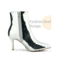thumbnail image 3 of BLISSFUL STEP Mirror Leather Stiletto Heels Ankle Boots for Women Silver 6, 3 of 4