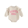 thumbnail image 1 of Gupgi Baby Girl Sweatshirt Romper Infant Ruffle Long Sleeve Crew Neck Letter Embroidery Jumpsuit, 1 of 9