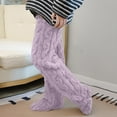 thumbnail image 2 of Fgnfyis Winter Warm Knitted Leg Cover Thermal Knee High Socks Cozy Home Wear Soft Stretchable Leg Warmers Fashionable Cold Weather Purple One Size, 2 of 5