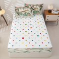 thumbnail image 4 of Manfei Cute Bath Cat Zipper Queen Comforter Set with Fitted Sheet and 2 Pillowcases, Retro Cherry Blossom Zipper Bedding Set, Green Pink, Polkadot Reversible, 4-Piece, 4 of 7
