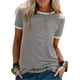 thumbnail image 3 of Camiseta de mujer Blusa informal de manga corta con costuras en bloques de color, gris claro, XXL Vogacara AP002400-25, 3 of 5