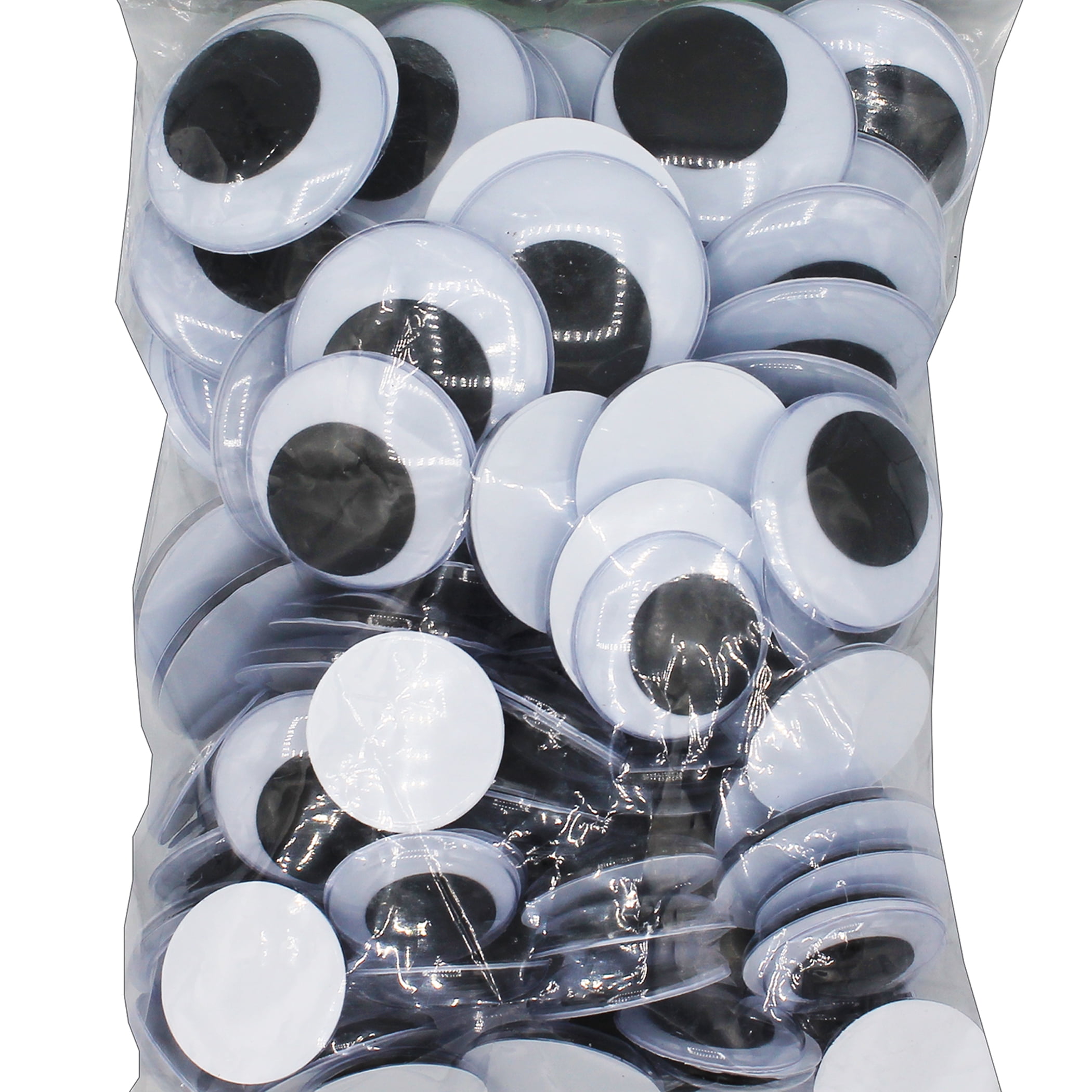 Wiggle Eyes, Jumbo, Round, Assorted Sizes, Black, Pack of 100