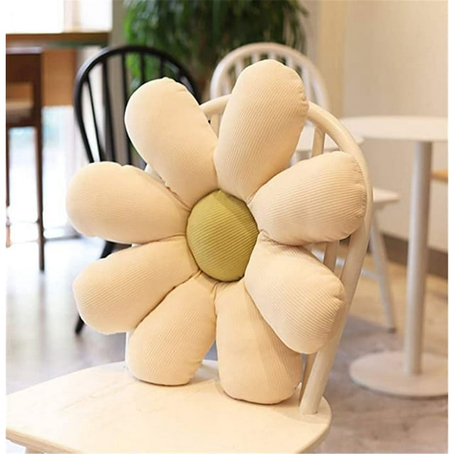 Cojín decorativo con forma de flor de Sioloc, bonito adorno para habitación y cojín de felpa para el suelo para sofá o sillón de dormitorio (beige)
