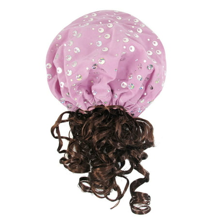 Unique Bargains Unique Bargains Short Coffee Color Curly Wig Hat Hairband Hair Hoop Pink