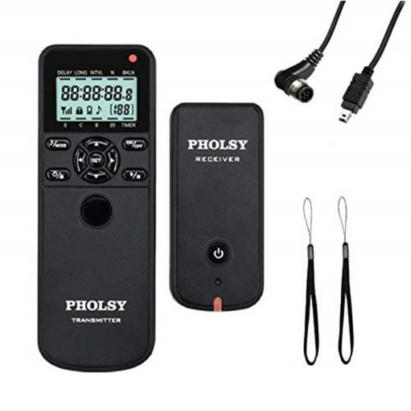 PHOLSY Wireless Timer Remote Release Control with Intervalometer and HDR for Nikon Z5 Z7 Z7-II Z6 Z6-II D750 D780 D7500 D7200 D5600 D5500 P7700 P7800 P950 D4 D5 D6 D800 D850 D810 D700 D500