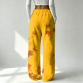 thumbnail image 5 of Hearthz Thanksgiving Fleece Pajama Fall Maple Leaf Print Wide Leg Pj Bottoms for Women Elastic Drawstring High Waist Sleeping Pants Women Flannel Pajama Pants, 5 of 6