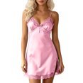 thumbnail image 2 of ZyeKqe Babydoll Lingerie for Women Spaghetti Strap Sleeveless V Neck Side Slit Nightgown Casual Loungewear Sleep Shirts, 2 of 6