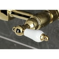 thumbnail image 2 of Kingston Brass KS2442PL Heritage Double-Handle Wall-Mount Bridge Kitchen Faucet, Polished Brass, 2 of 7