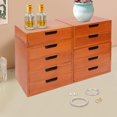 thumbnail image 2 of 4 Pack Wooden Desktop Storage Organizer, Stackable Drawer Cabinet with Drawers Vintage Apothecary Cabinet, Card Catalog Wooden Storage Box for Desktop Organizer,No Assembly Required (Brown), 2 of 15