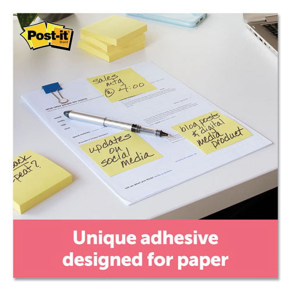 Original Pads in Canary Yellow, 3" x 3", 100 Sheets/Pad, 12 Pads/Pack | Bundle of 10 Packs