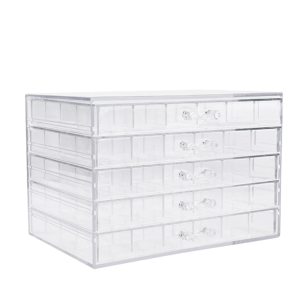 5 Layers Drawer Clear Acrylic Storage Box Nail Polish Rack Makeup