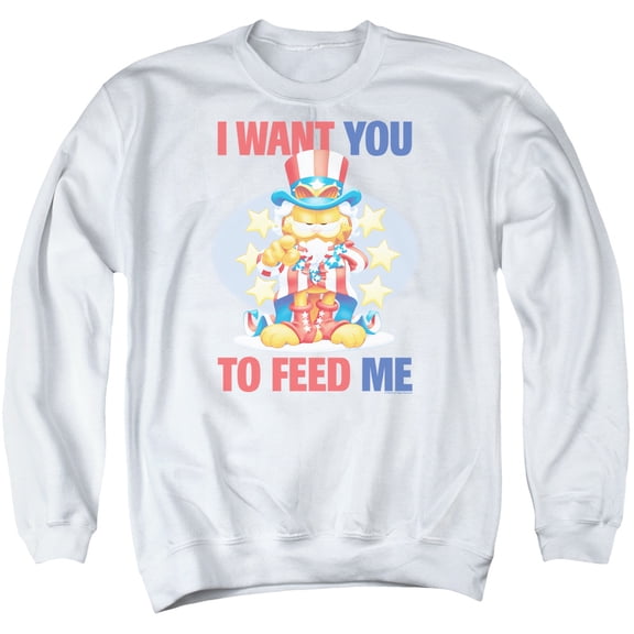 Garfield I Want You Adult Crewneck Sweatshirt White