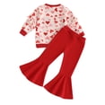thumbnail image 3 of Okbabeha Toddler Girl Valentine's Day Outfits Heart Long Sleeve Sweatshirt Flare Pants Set Cute 2 Piece Clothes, 3 of 8