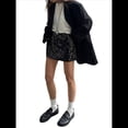 thumbnail image 3 of Minifalda de Lentejuelas para Mujer, Elástica, Ajustada, para Salir de Noche, Fiestas y Clubes, con Brillo Negro M, 3 of 10
