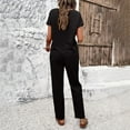 thumbnail image 4 of Women's 2024 Spring/Summer Casual Short Sleeve Top & Long Pants Outfit Set Wedding Outfits for Women Guest Womens Jumpsuits Petite Dress for Women plus Size Dress Jumpsuits for Women Evening Women Bib, 4 of 5