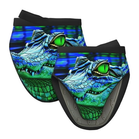 

Tebeau Colorful Stained Glass Crocodile Print Short Oven Mitts Heat Resistant Silicone Kitchen Mini Oven Mitts Non-Slip Grip Surfaces and Hanging Loop Gloves