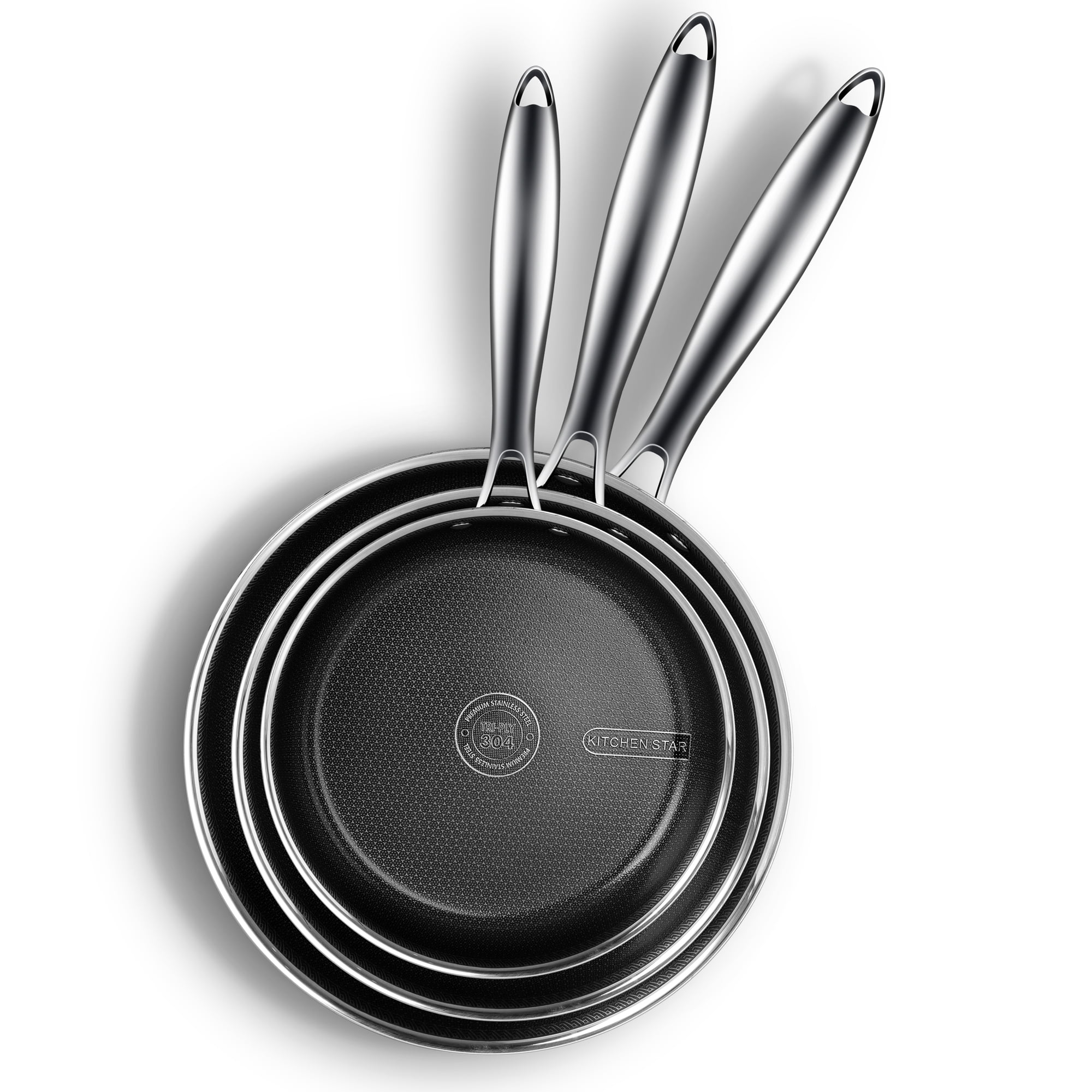 Cuisine Star Cladtec Series Poêle à frire, ensemble de 3 pièces, 20-26-30 cm