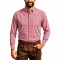 thumbnail image 4 of Oktoberfest Bavarian Shirt Men Multicolor Plaid Embroidered Button Down Shirt for Festive Stand Collar Tee Alternative with Unique Pattern Shirt Tops, 4 of 4
