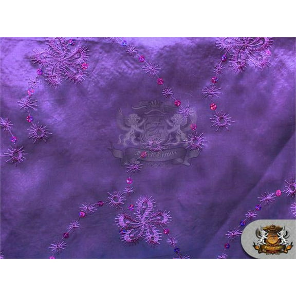 Taffeta Floral Sequin Alliums Fabric PURPLE / 52" Wide / Sold by the yard
