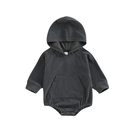 

Capreze Long Sleeve Romper Crew Neck Onesies for Baby Loose Corduroy Bodysuits Party Buttons Playsuit Black 100cm