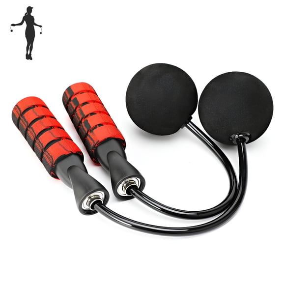 BESTSKY Training Ropeless Skipping Rope for Fitness, Adjustable Weighted Cordless Jump Rope for Men Women Kids, Red/Black