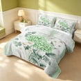 thumbnail image 3 of Erosebridal Vintage Floral Quilt Full, Botanical Flower Full Bedspread Sets, Gray Reversible, Mint Green White, 3 Pieces (1 Coverlet and 2 Pillowcases), 3 of 7